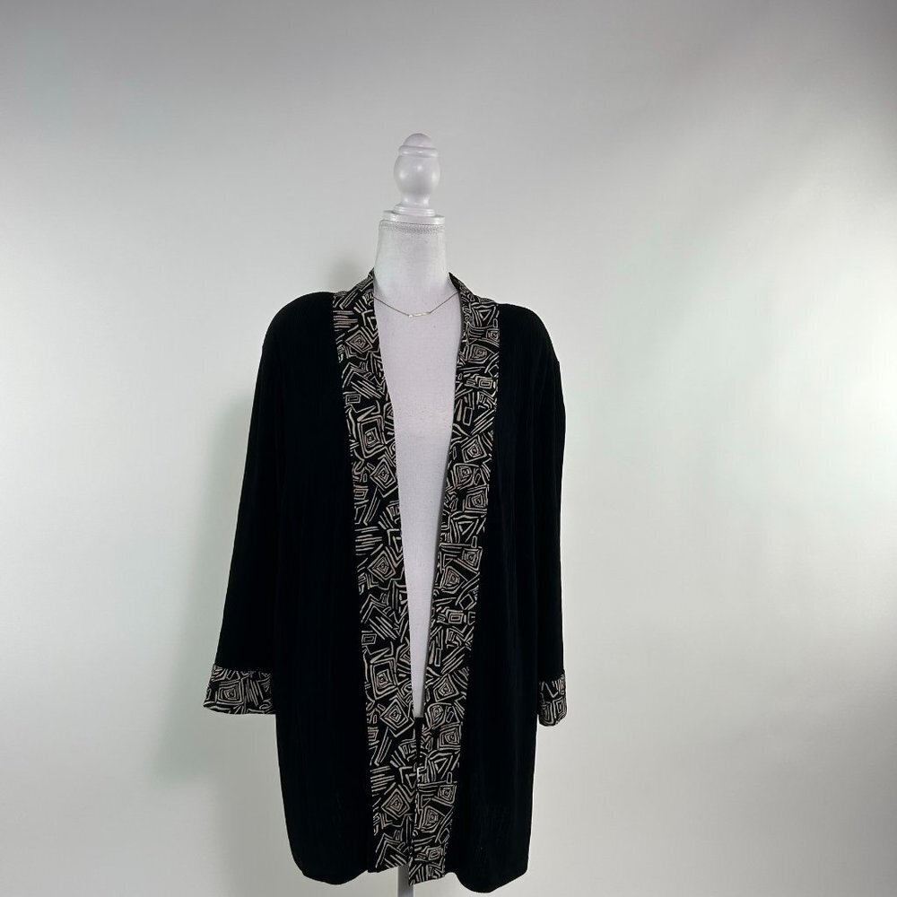 TanJay Black Blazer with Geometric Pattern